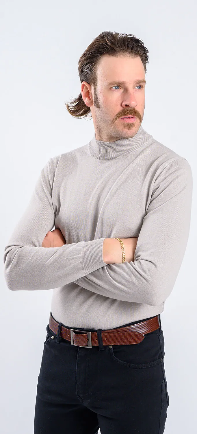 Alain Delon dolcevita grigio chiaro cotone slim fit