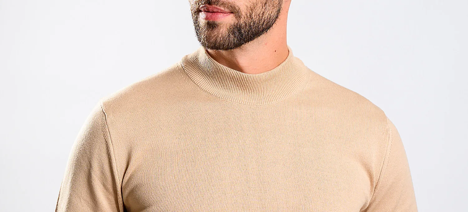 Alain Delon dolcevita beige cotone collo basso taglia S