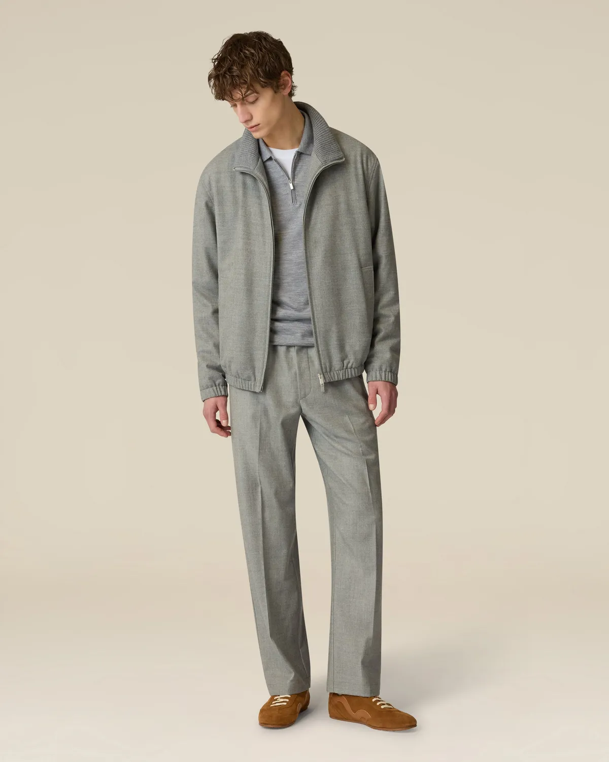 Lardini Polo Zip Lana Seta Cashmere Grigia