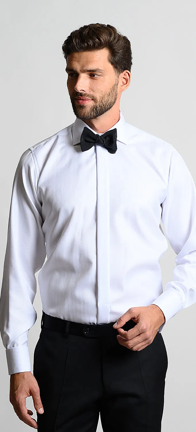 Alain Delon White Slim Fit camicia bianca formale gemelli