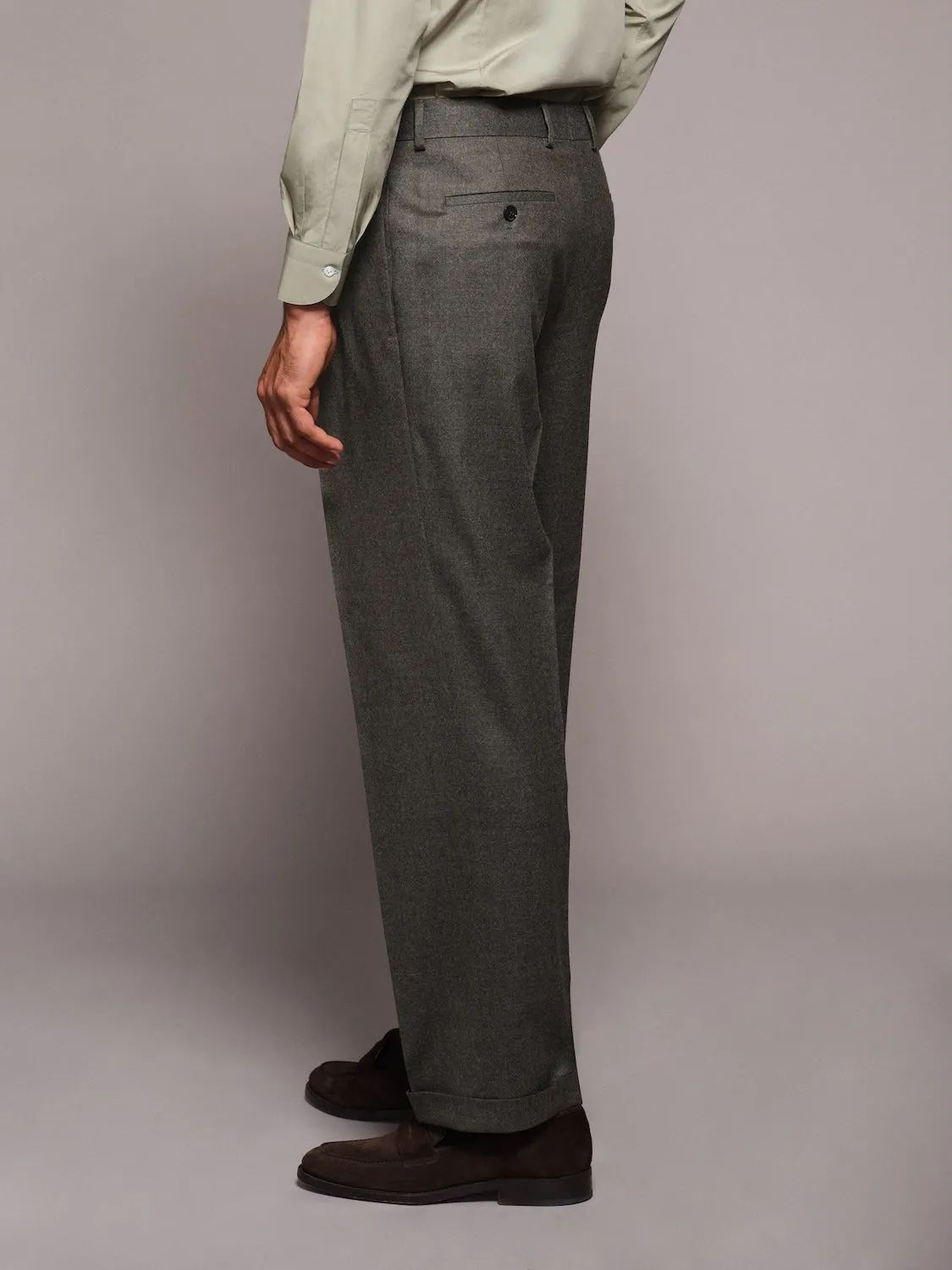 Caruso Norma Pantalone Flanella Lana Verde 48