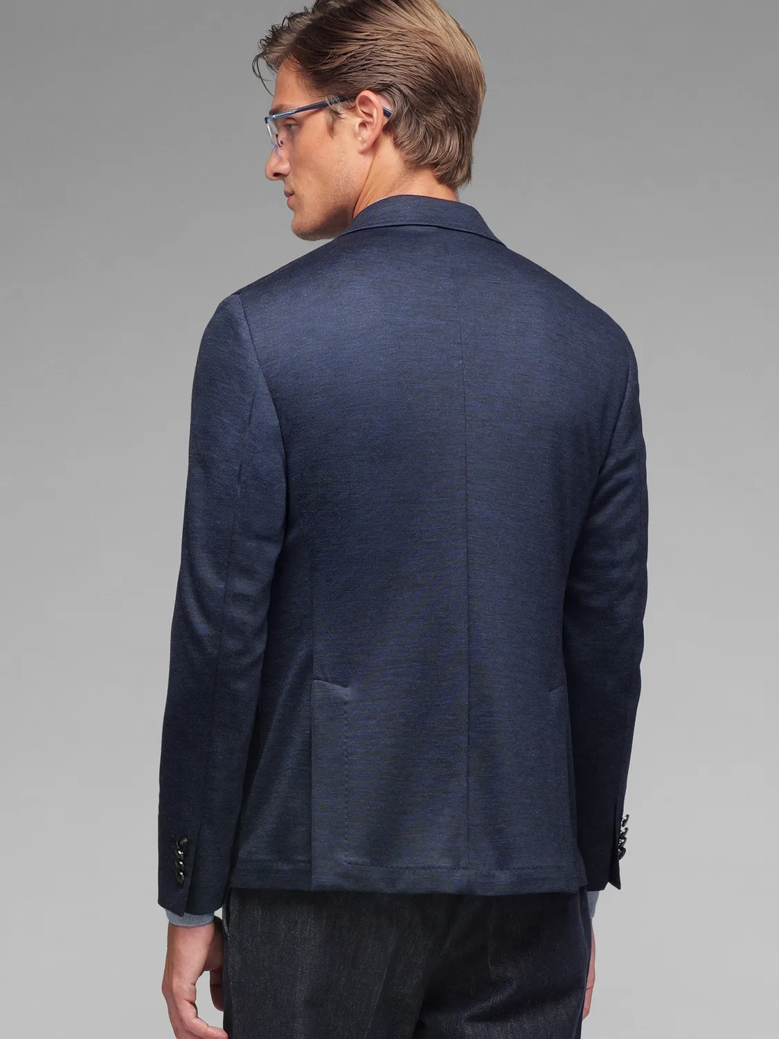 Paoloni Giacca Doppiopetto Jersey Lana Uomo Blu