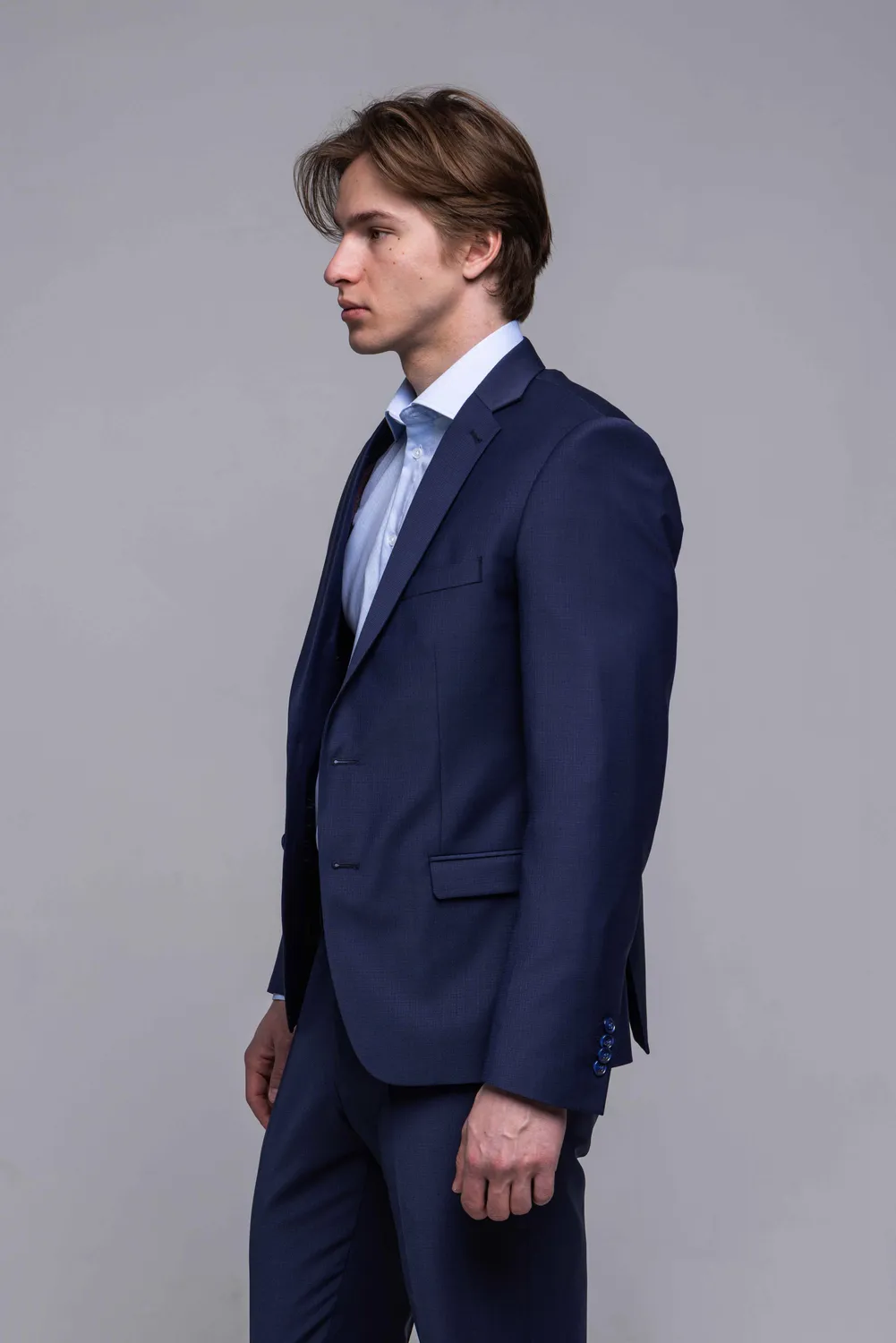 Alain Delon Abito Slim Fit Blu Micro-fantasia