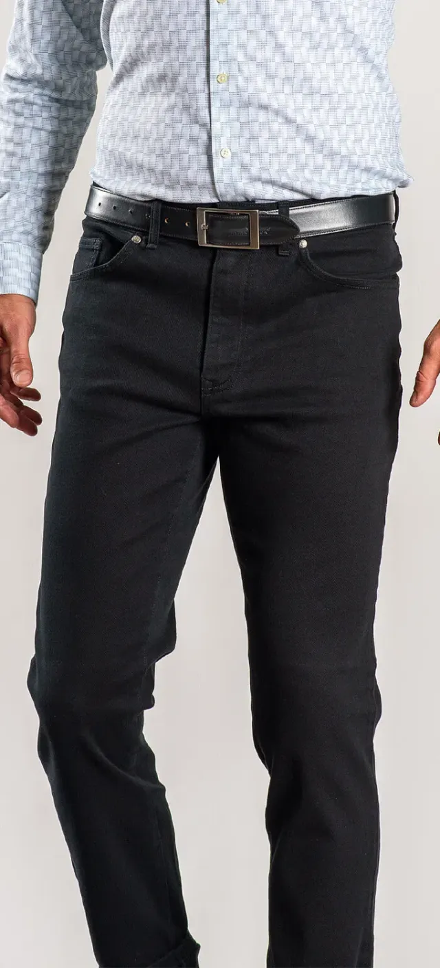 Alain Delon jeans neri cotone slim fit elasticizzato