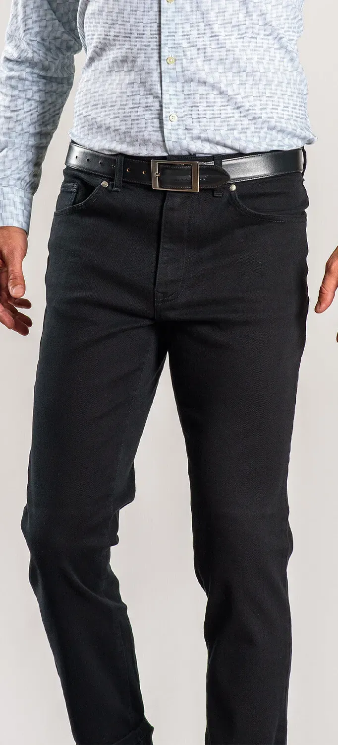 Alain Delon jeans neri cotone slim fit elasticizzato