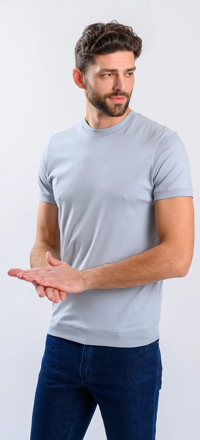 Alain Delon t-shirt grigio blu micropima slim fit