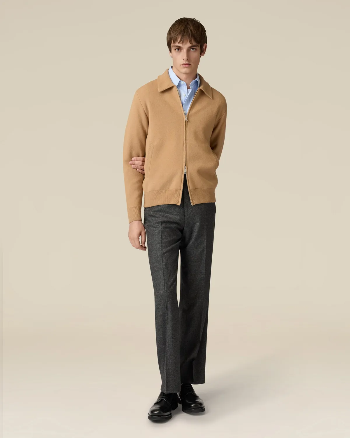 Lardini Bomber Beige Panna in Maglia Lana Nylon