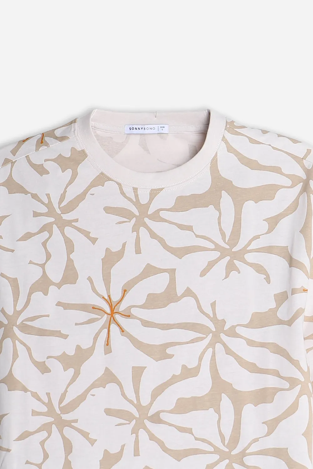 Sonny Bono T-Shirt Girocollo Fantasia Beige Cotone