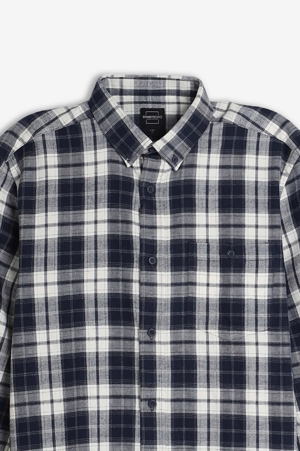 Sonny Bono Quadri Flanella Camicia F Blu morbida