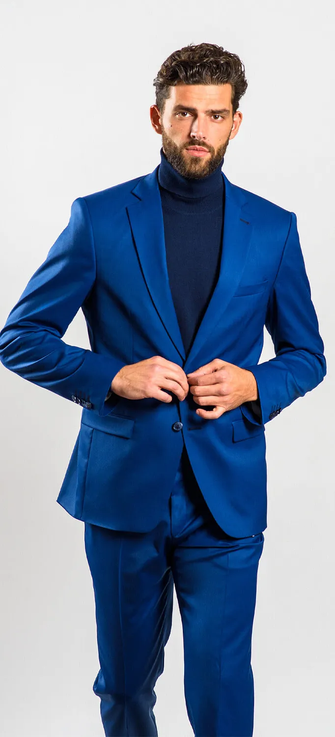 Alain Delon Slim Fit abito blu royal taglia 33 elasticizzato