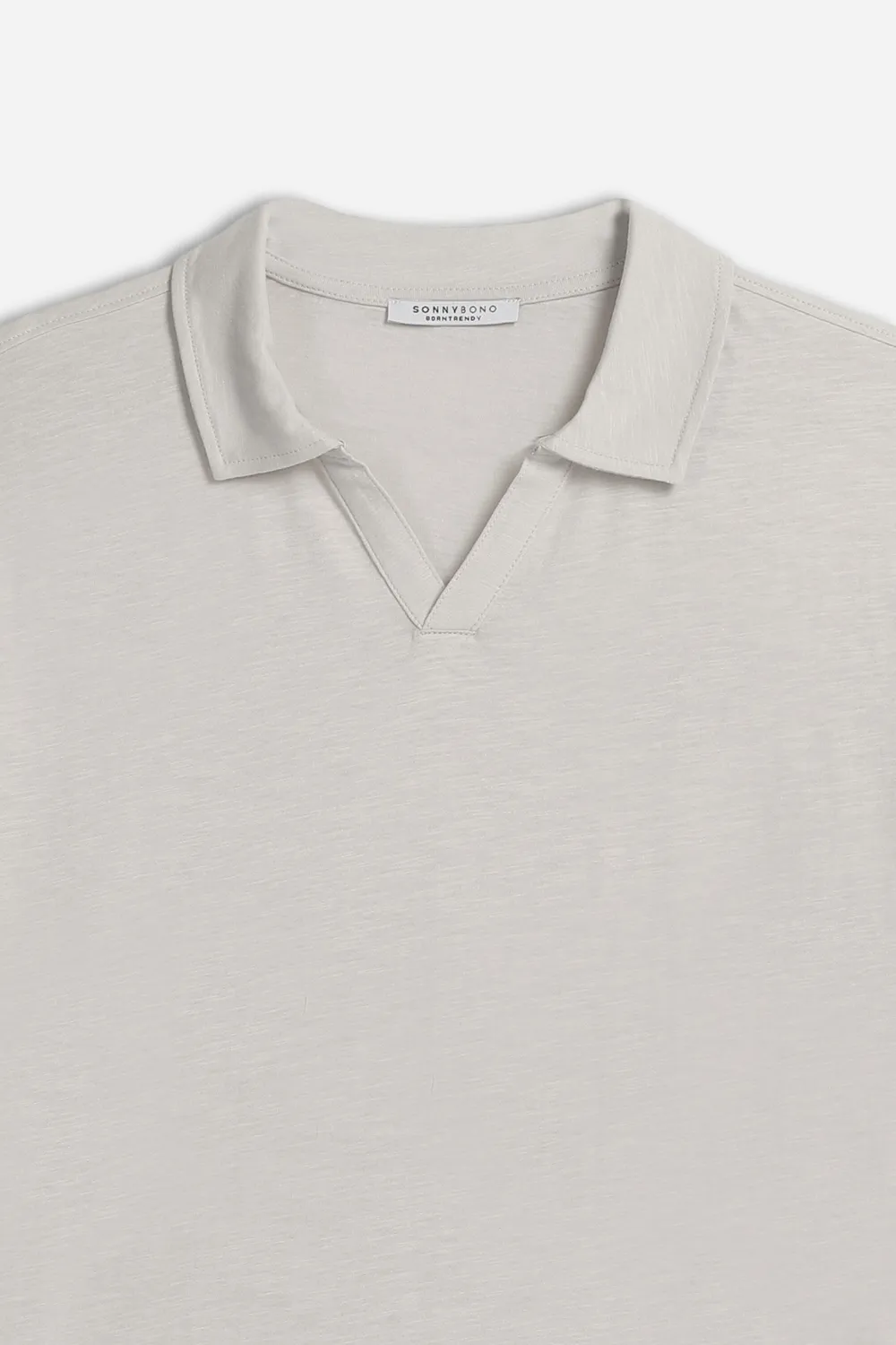 Sonny Bono Slub Polo Collo Derby Grigio Ghiaccio Cotone