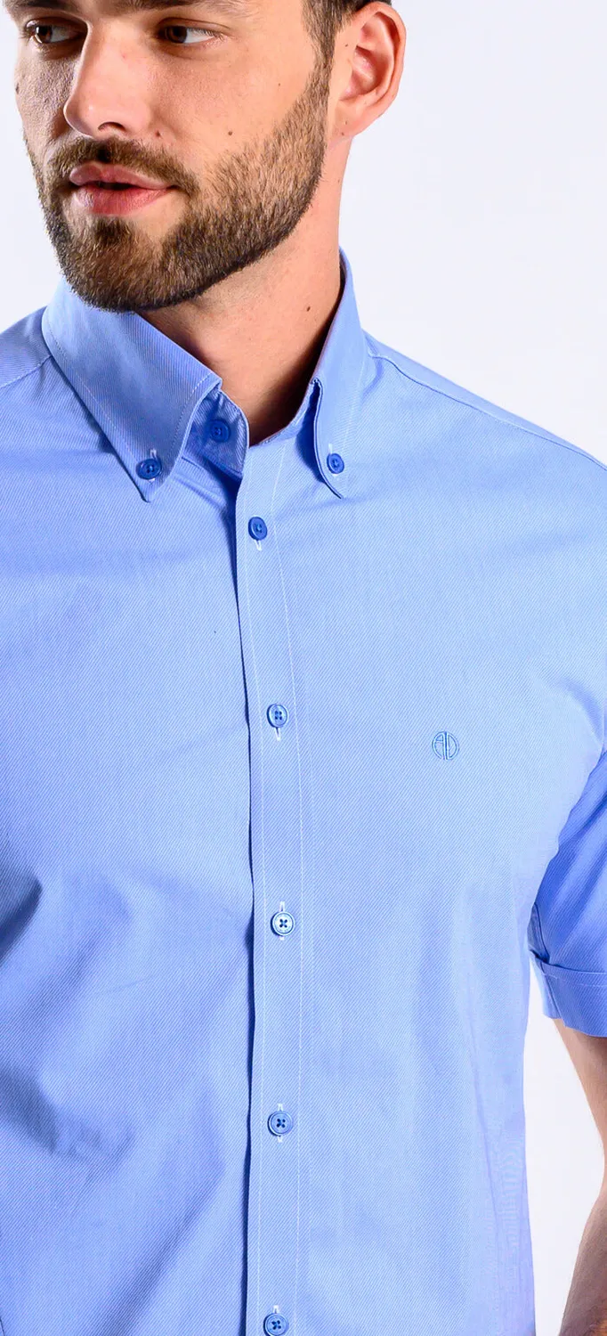 Alain Delon camicia manica corta extra slim blu