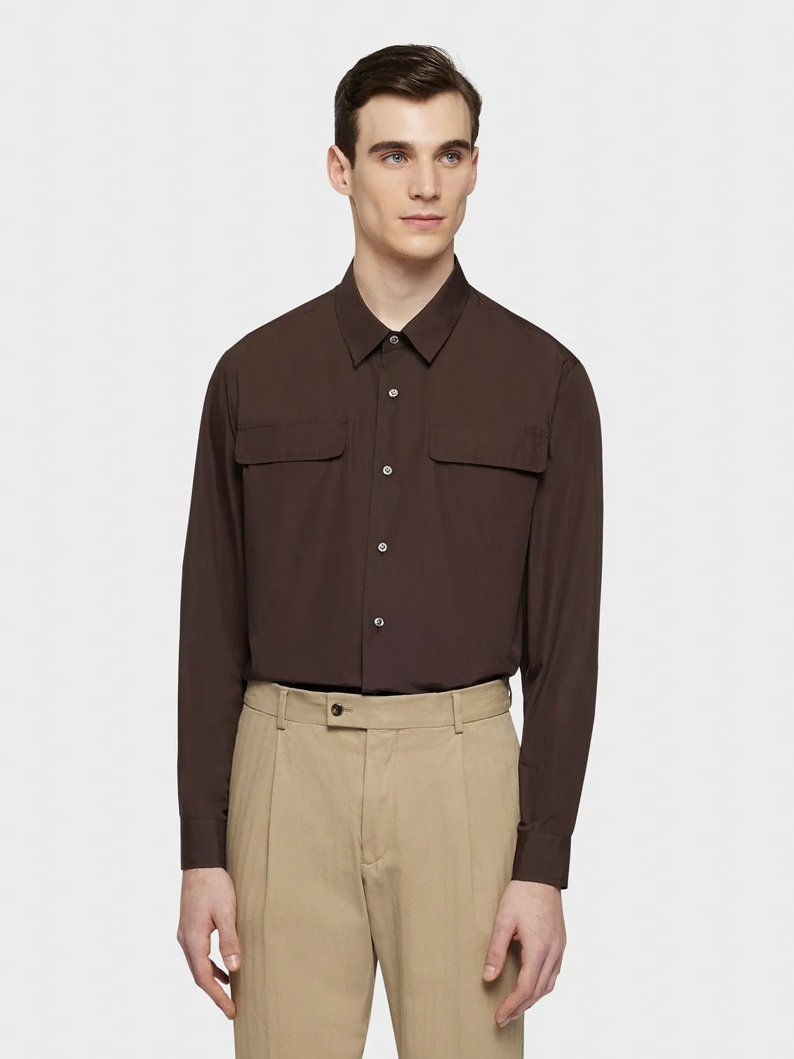 Caruso camicia texana marrone cotone