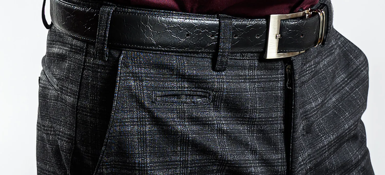 Alain Delon chinos slim fit grigi a quadri elasticizzati