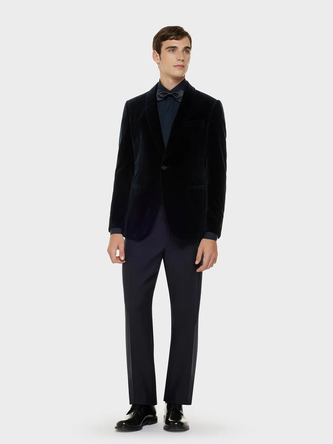 Caruso Manon camicia cerimonia cotone blu notte slim