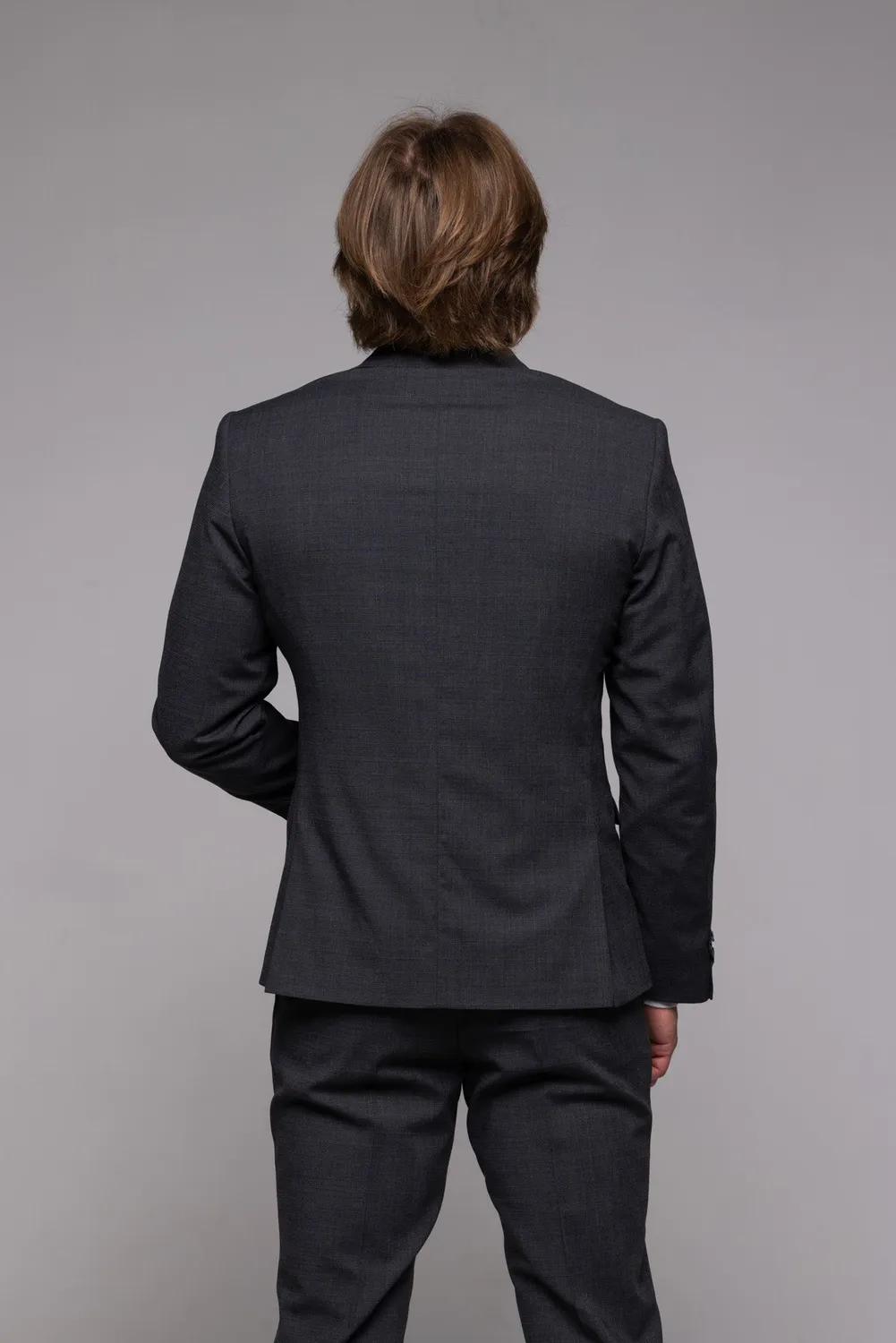 Alain Delon Abito Slim Fit Grigio a Quadri Taglie Forti