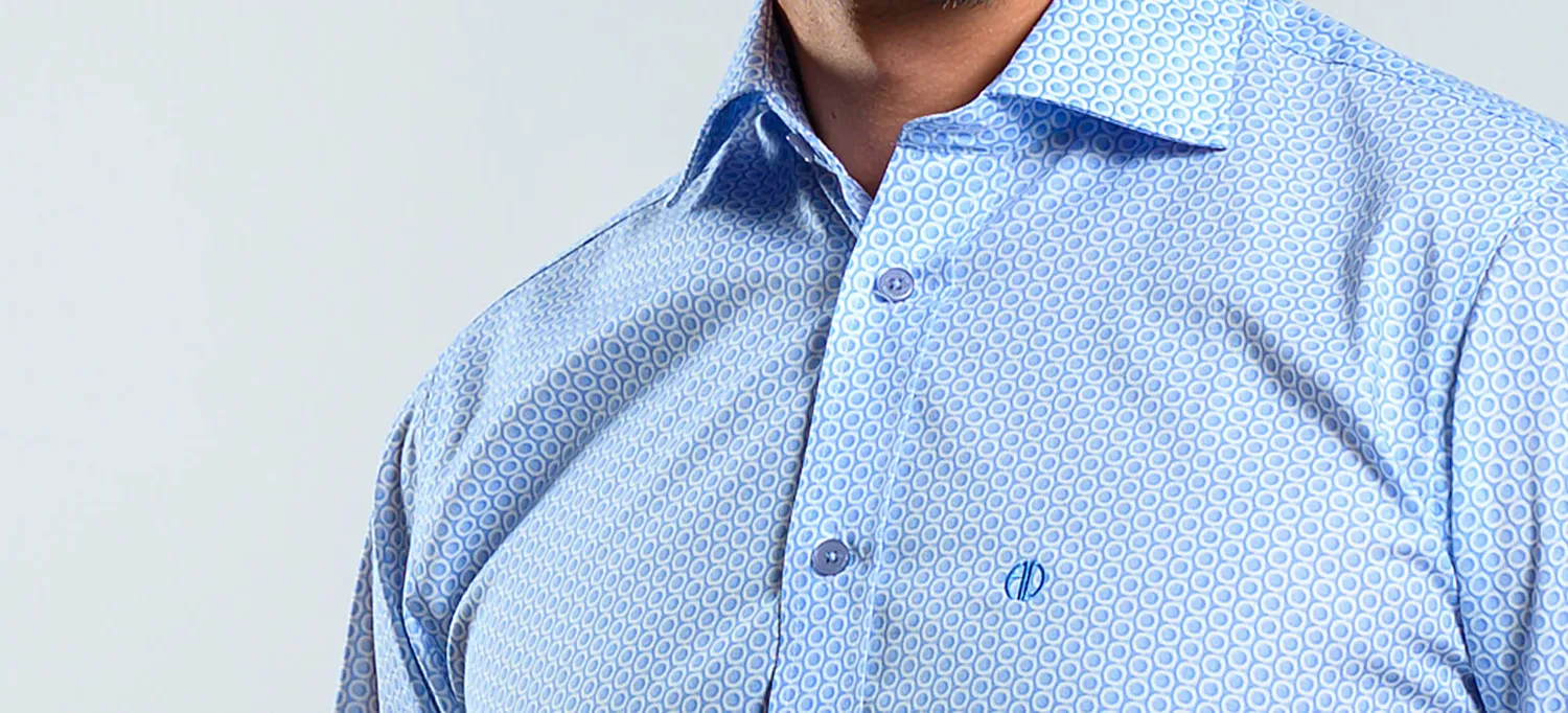 Alain Delon Camicia Slim Fit Azzurra Fantasia Cotone