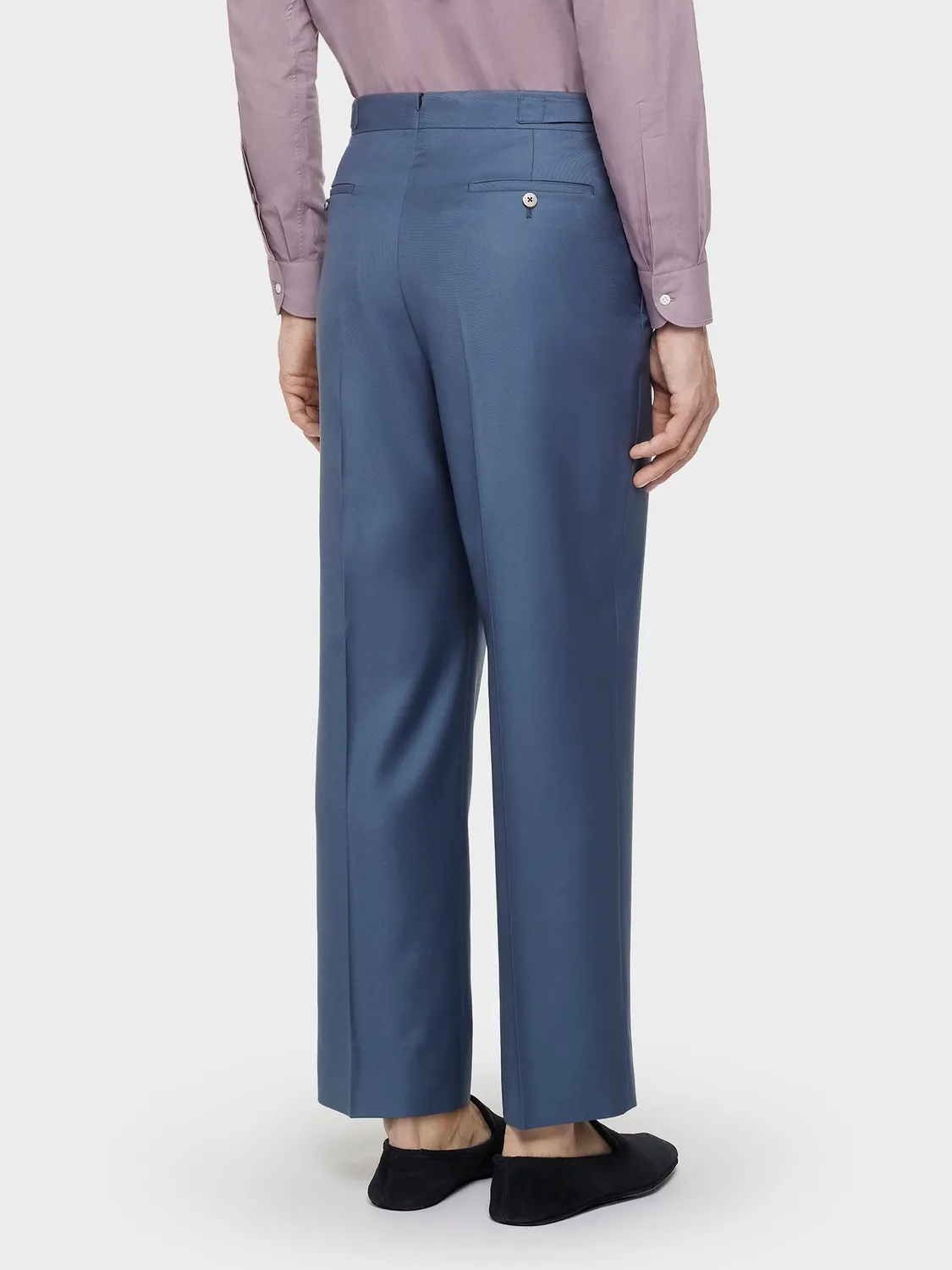 Caruso pantalone vita alta lana blu doppia pince uomo