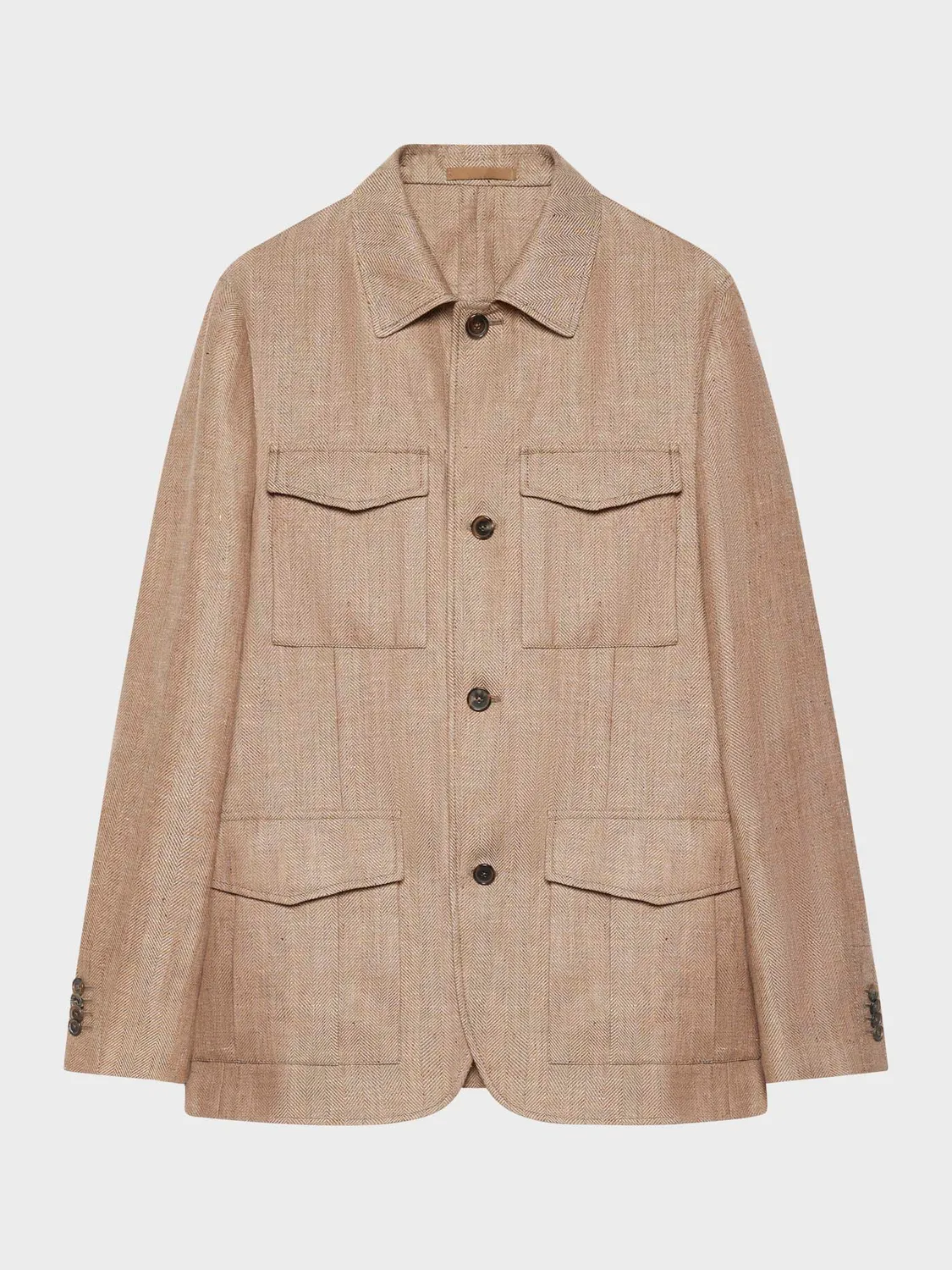 Caruso giacca sahariana beige lino e lana