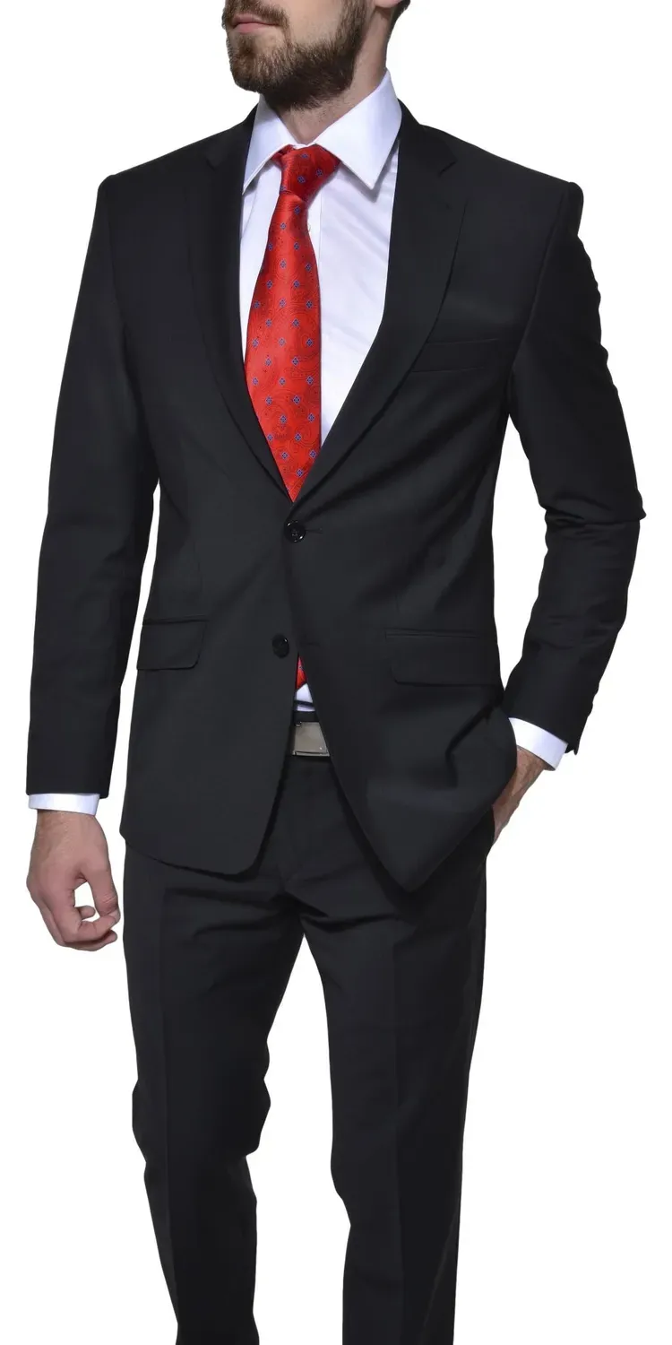 Alain Delon Black Slim Fit abito nero micro-quadri