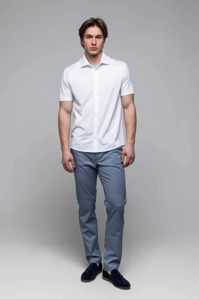 Alain Delon camicia extra slim manica corta bianca cotone
