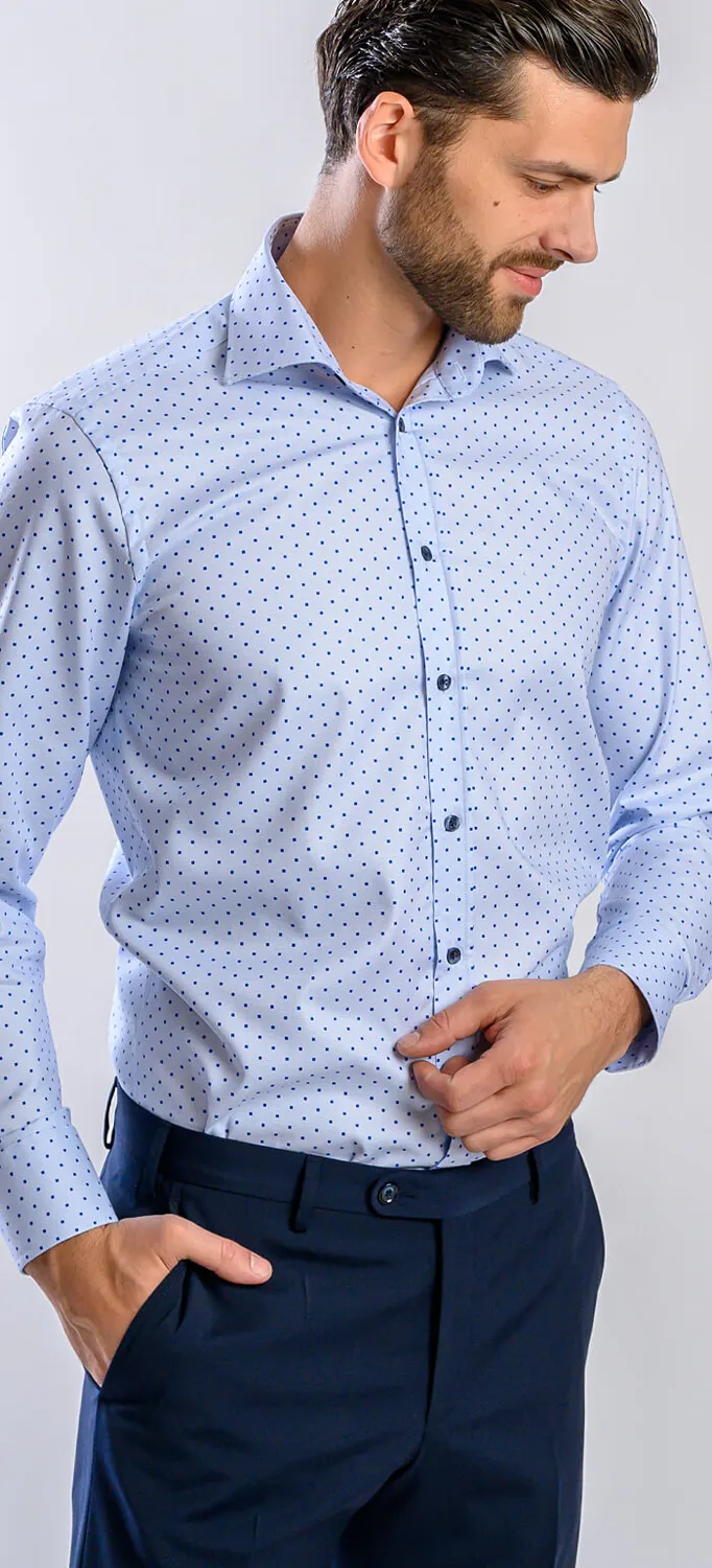 Alain Delon Extra Slim camicia uomo azzurra quadri cotone