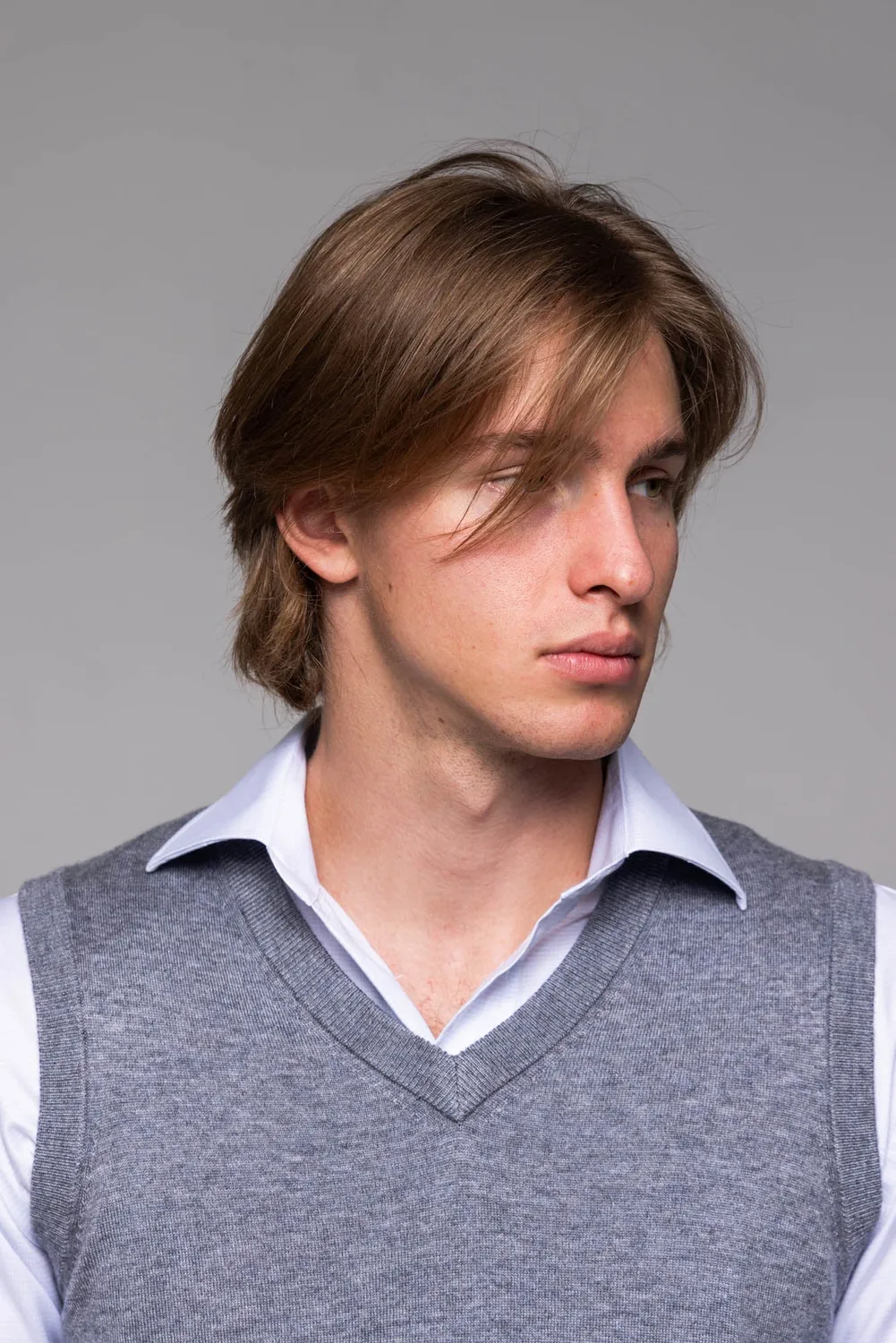 Alain Delon gilet grigio scollo V maglia lana acrilico