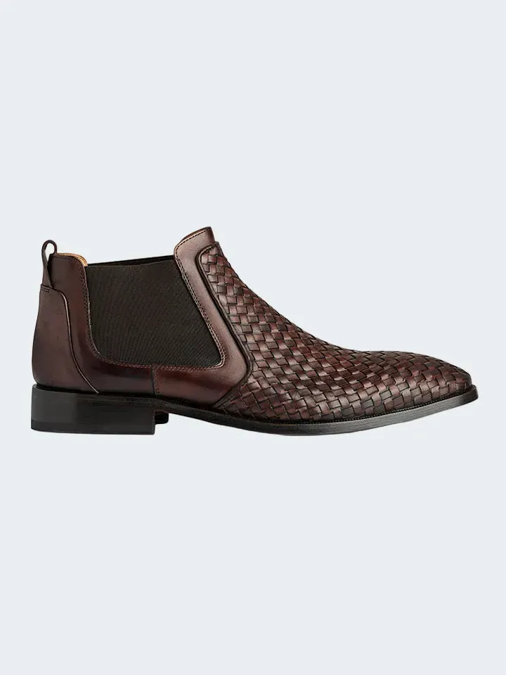 Sand Menswear MW F823 stivale chelsea marrone pelle intrecciata