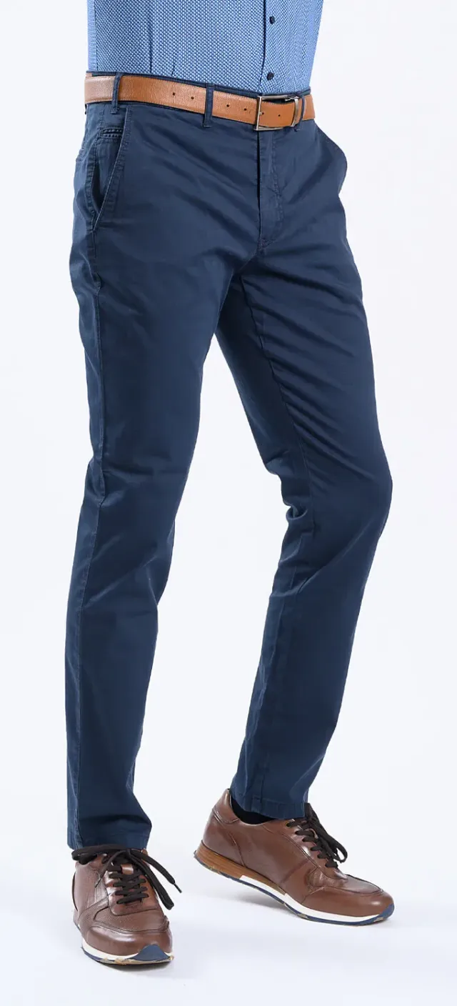 Alain Delon Pantalone Chino Blu Slim Fit Cotone