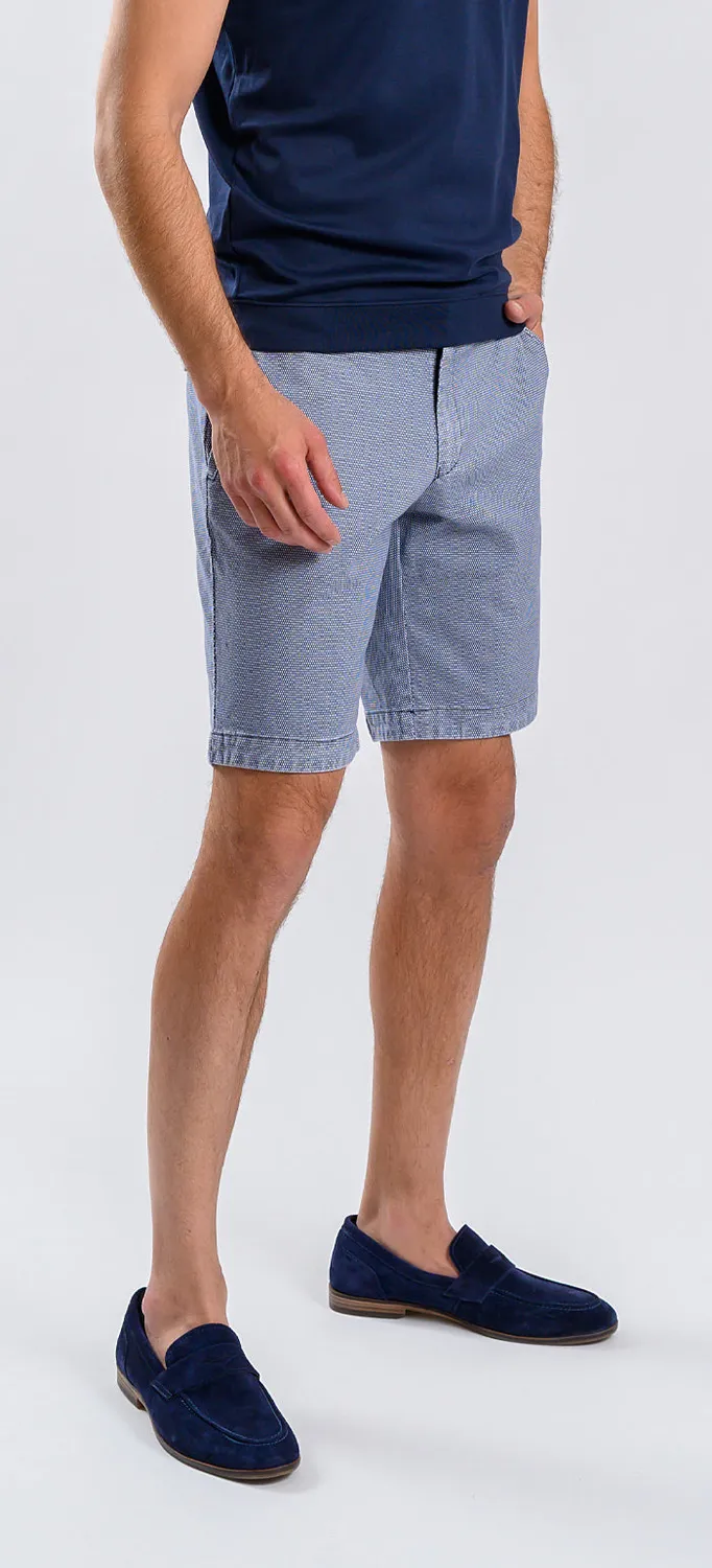 Alain Delon shorts blu microfantasia slim cotone elasticizzato