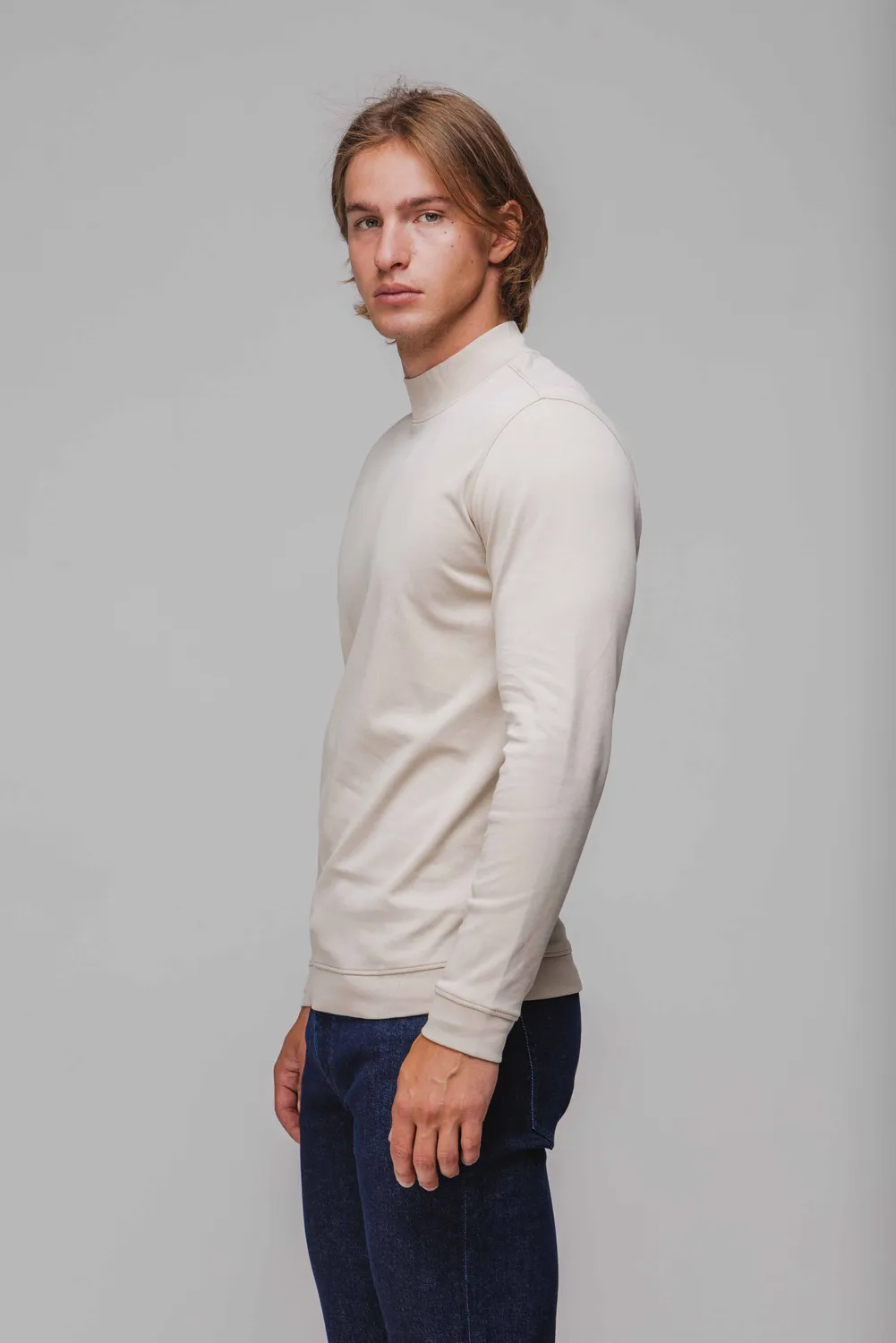 Alain Delon maglia mezzo collo beige M cotone slim fit