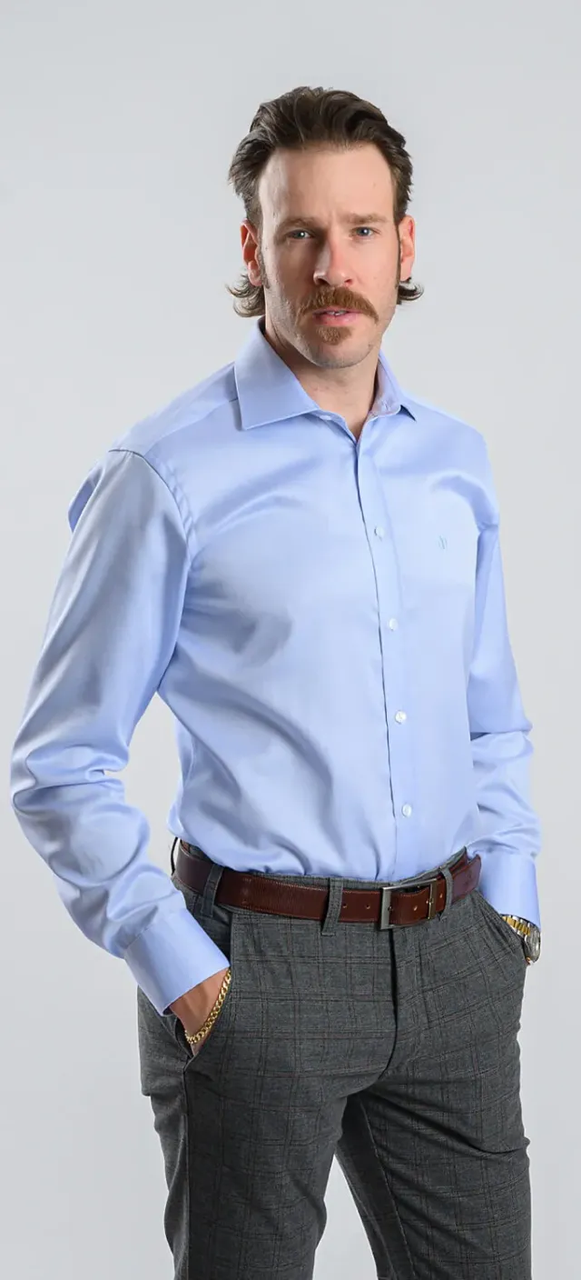 Alain Delon camicia extra slim blu pois 40 Getzner