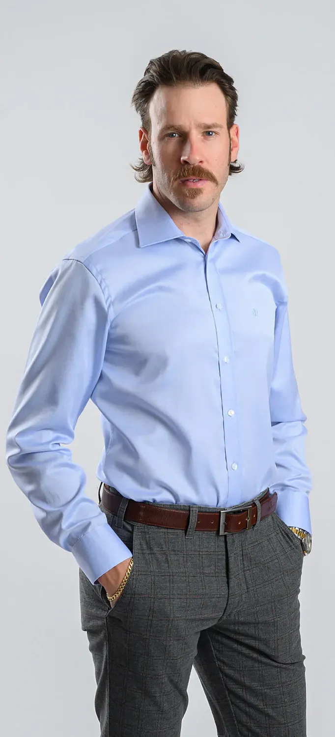 Alain Delon camicia extra slim blu pois 40 Getzner