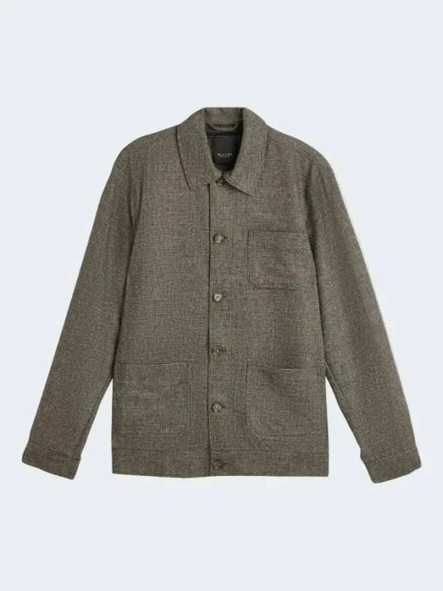 Sand Menswear Asher overshirt micro-check stretch grigia