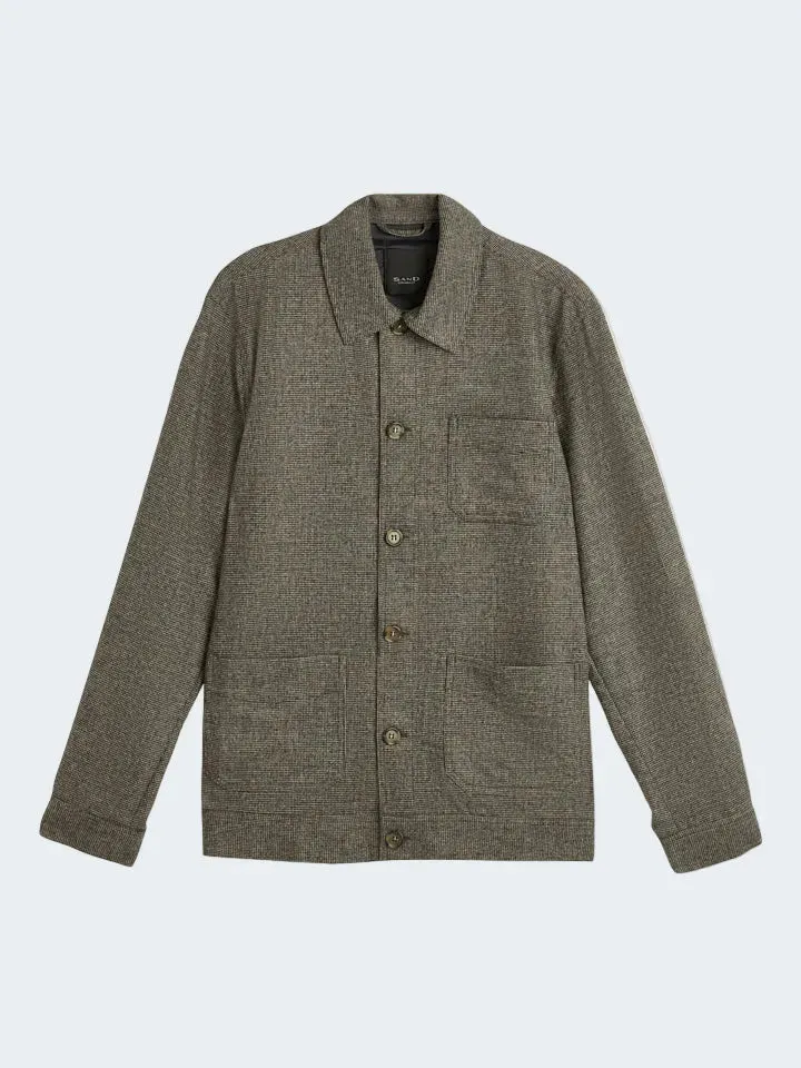 Sand Menswear Asher overshirt micro-check stretch grigia