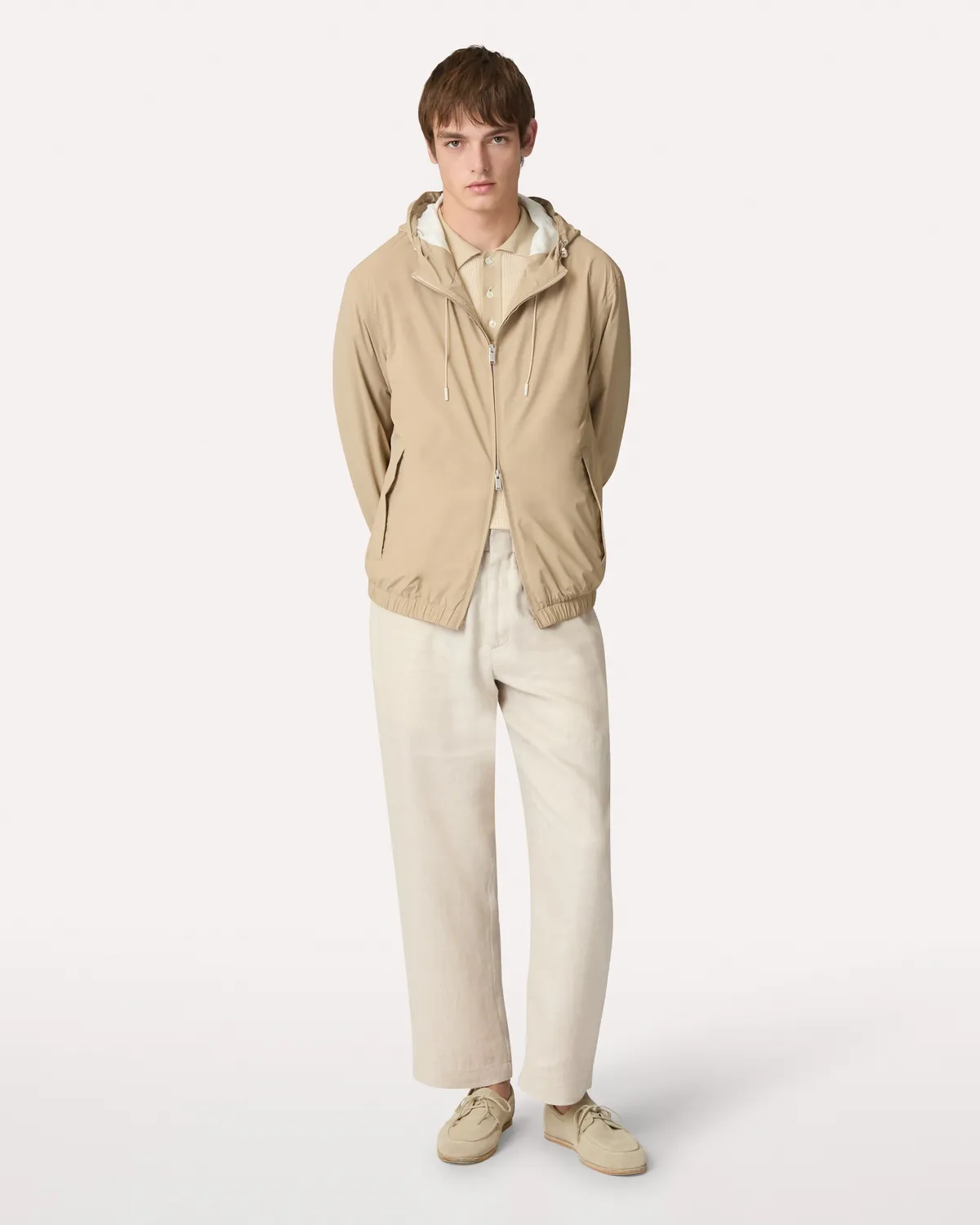 Lardini giubbino tecnico nylon cammello cappuccio
