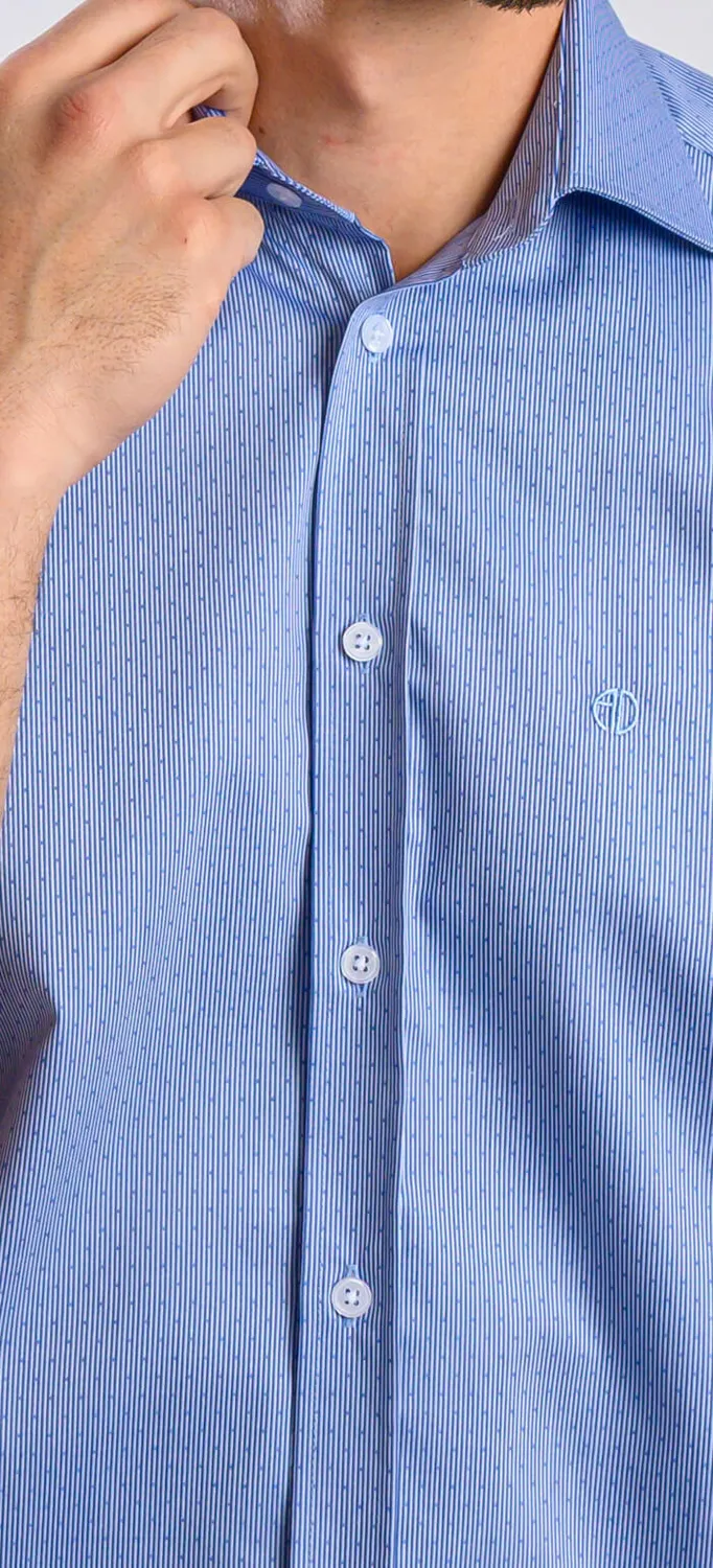 Alain Delon Camicia Righe Manica Corta Extra Slim Fit