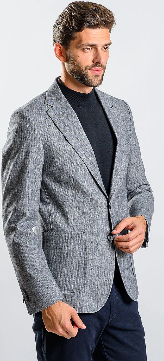Alain Delon Giacca Grigia Cotone Slim Fit