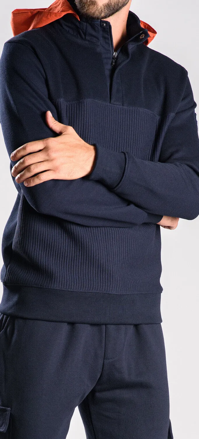 Alain Delon Pantaloni Tuta Blu Scuro Tasche Slim