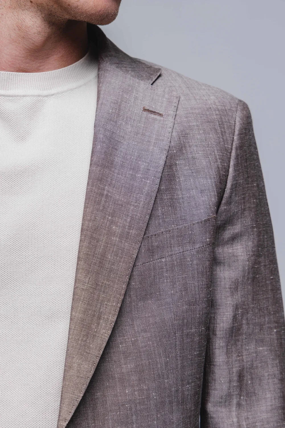 Alain Delon giacca slim fit marrone melange leggera