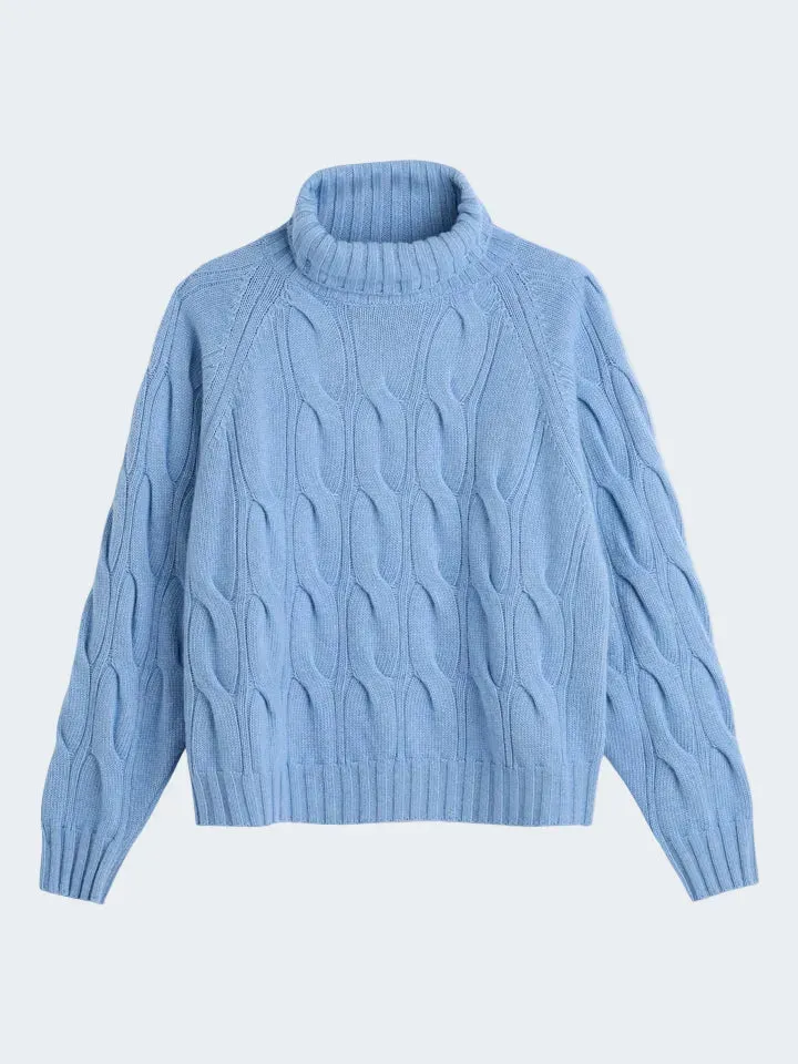 Sand Menswear Cosima dolcevita trecce cashmere azzurro