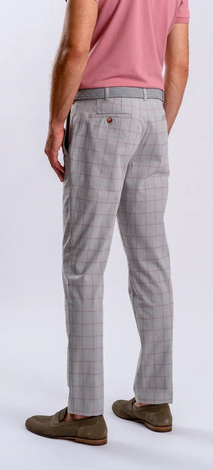 Alain Delon Grey Checked chinos slim grigi a quadri