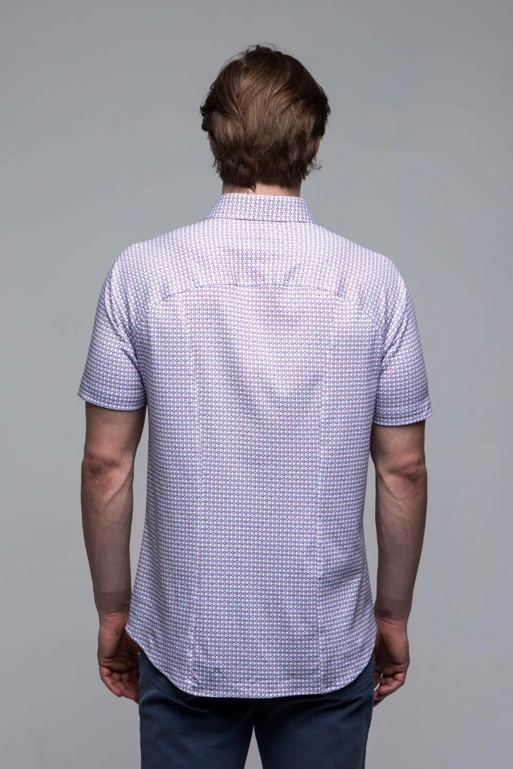 Alain Delon Extra Slim Fit camicia manica corta bianca fantasia