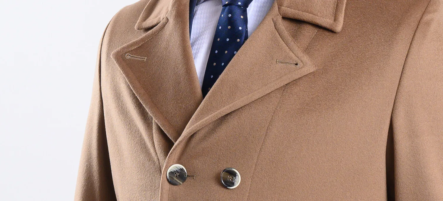 Alain Delon cappotto corto doppiopetto cammello 52 lana