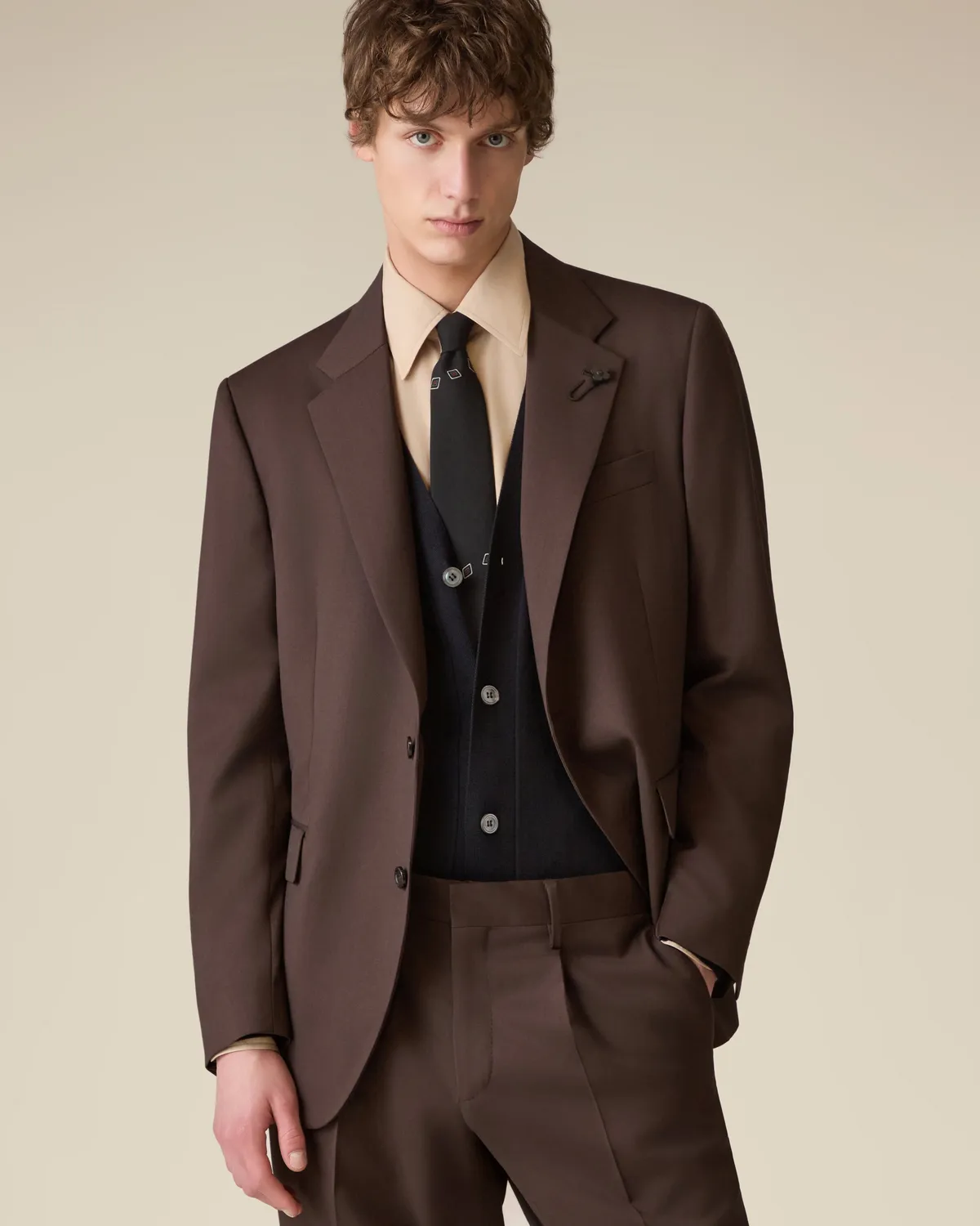 Lardini Feeling Giacca Marrone Twill Leggero