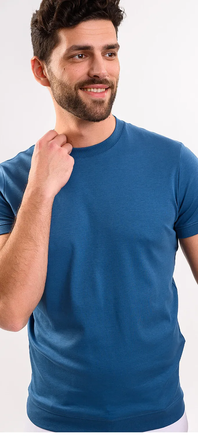 Alain Delon t-shirt cotone blu Slim S