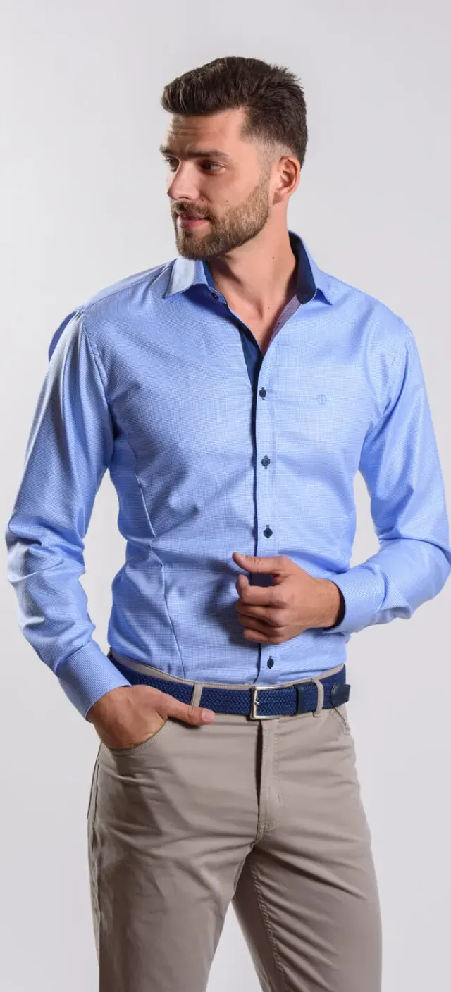 Alain Delon camicia azzurra extra slim fit Getzner