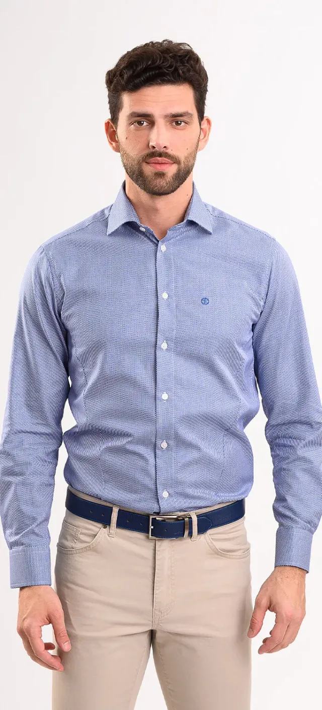 Alain Delon camicia blu navy extra slim fit ovali