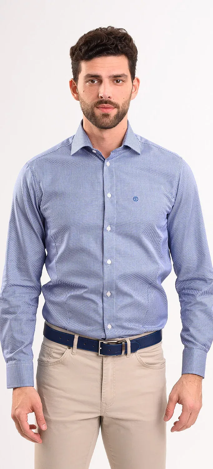 Alain Delon camicia blu navy extra slim fit ovali