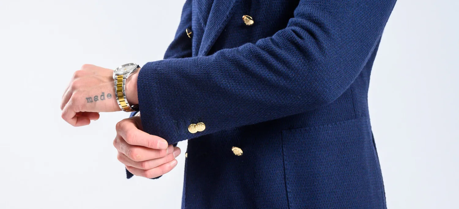 Alain Delon blazer club blu doppiopetto bottoni oro